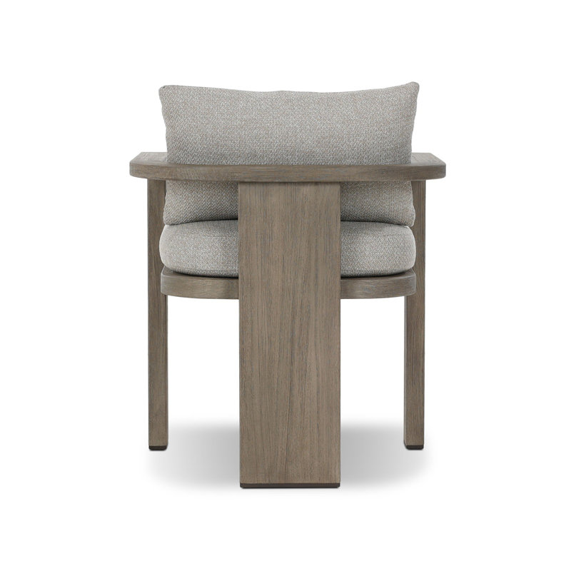 Tahana Outdoor Teak Dining Armchair, Hayes Fog, Stained Aged Gray