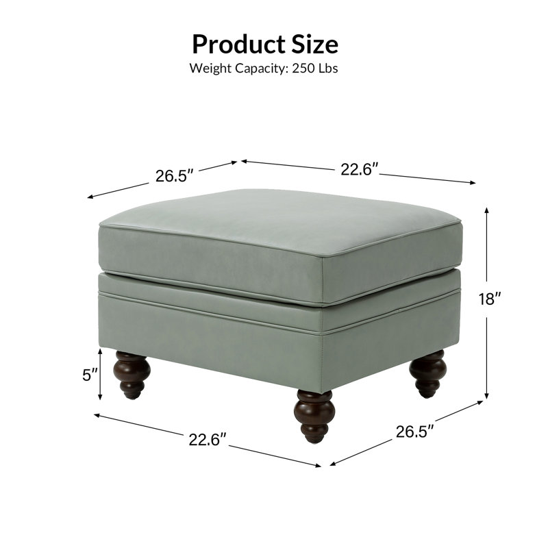 Blanchett Genuine Leather Ottoman, Sage