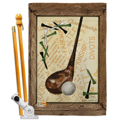 Strike A Golf Ball Interests Sports Impressions 2-Sided Polyester 40 x 28 in. Flag Set -  Breeze Decor, BD-SP-HS-109059-IP-BO-D-US18-SB