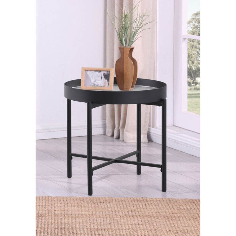 Table de bout Rafael Sandy, 22.99" H x 23.99" W x 23.99" D, Noir
