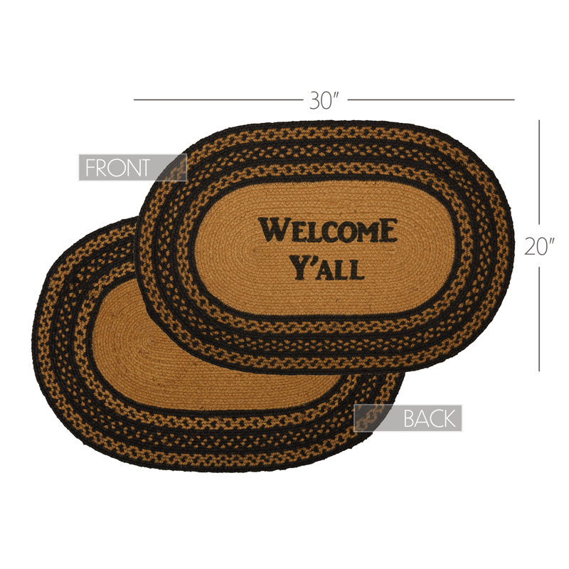 Tapis de jute Farmhouse, Ovale 1 pi 8 po x 2 pi 6 po