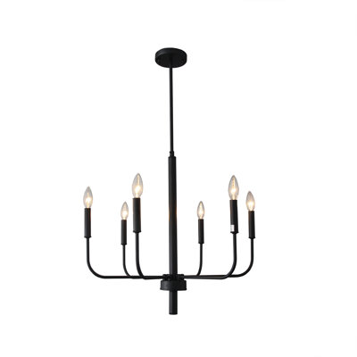 Lustre 6 lumières façon bougie avec finition noir mat