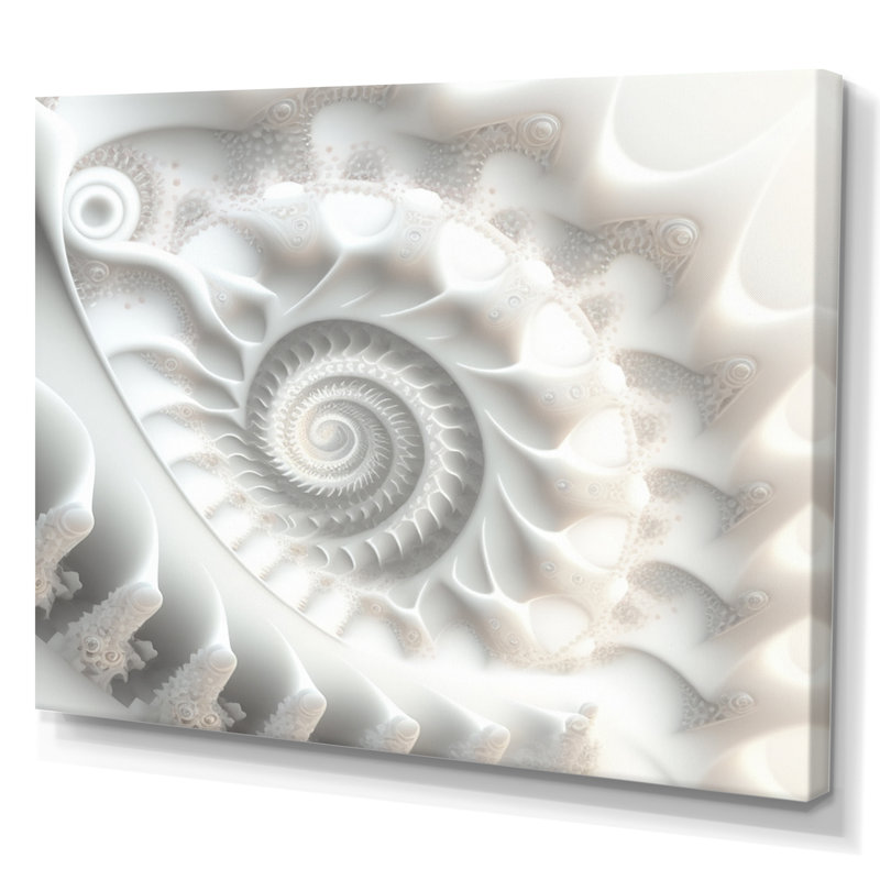 «Nadeen White Fractal Spiraling VI», reproduction sur toile, H 12 po x l 20 po x P 1 po, Toile tendue