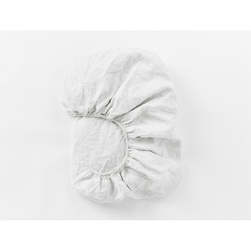 Coyuchi Organic Relaxed Linen Fitted Sheet, Queen Fitted Sheet, Alpine White