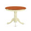 "Ensemble de table de salle à manger 3 pièces pour petits espaces comprenant une table de cuisine ronde avec piédestal et 2 chaises de salle à manger en tissu de lin, 36 po x 36 po, babeurre et cerise -600108058-600105956-600105957