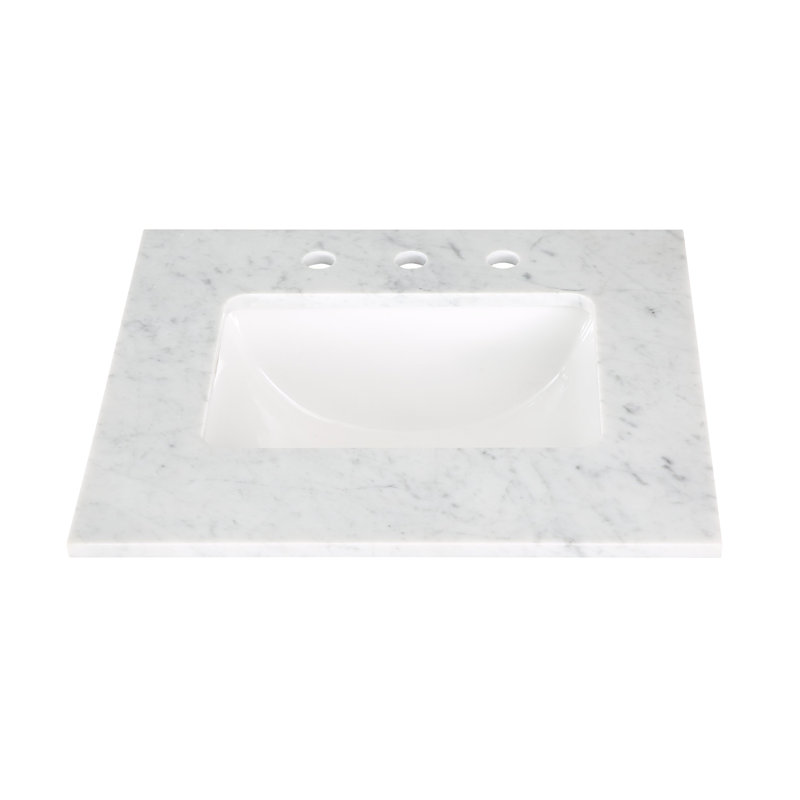 Markham 24'' W Single Vanity, Midnight Black, Carrara Marble, Satin Brass