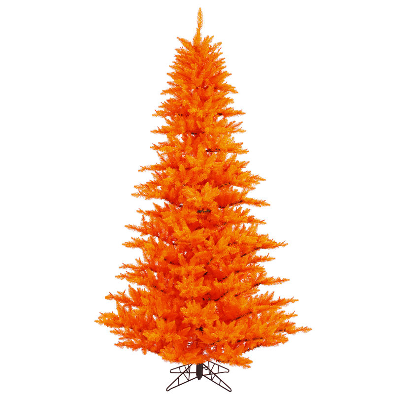 Sapin de Noël artificiel orange avec base, H 6,5 pi