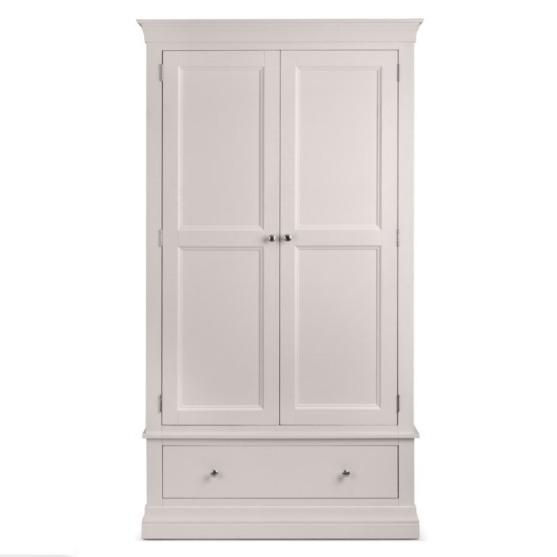 Kate 2 Door Solid Wood Wardrobe, Light Grey