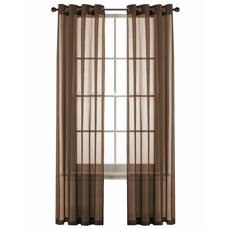 Buchler Semi Sheer Curtain Pair, Brown