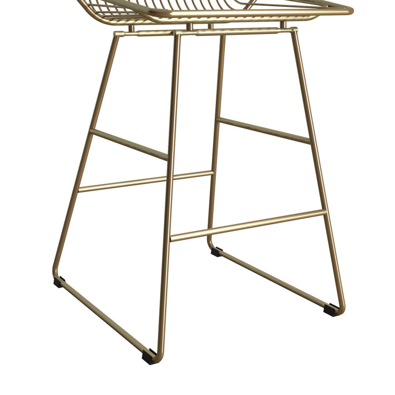 Counter Stool with Metal Frame, Electroplated Gold