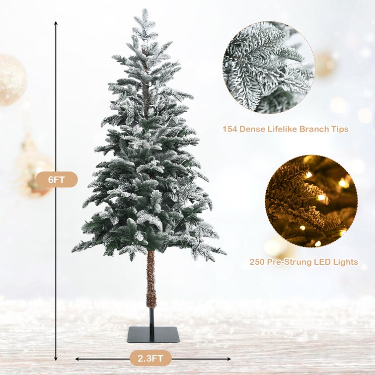 Mini Christmas Tree Ornaments With Light Flock Cedar Tree Realistic  Tabletop Pine Tree DIY Christmas Decoration