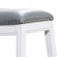 Tabouret 30 ", finition blanche, siège en cuir noir-121091834-121091836