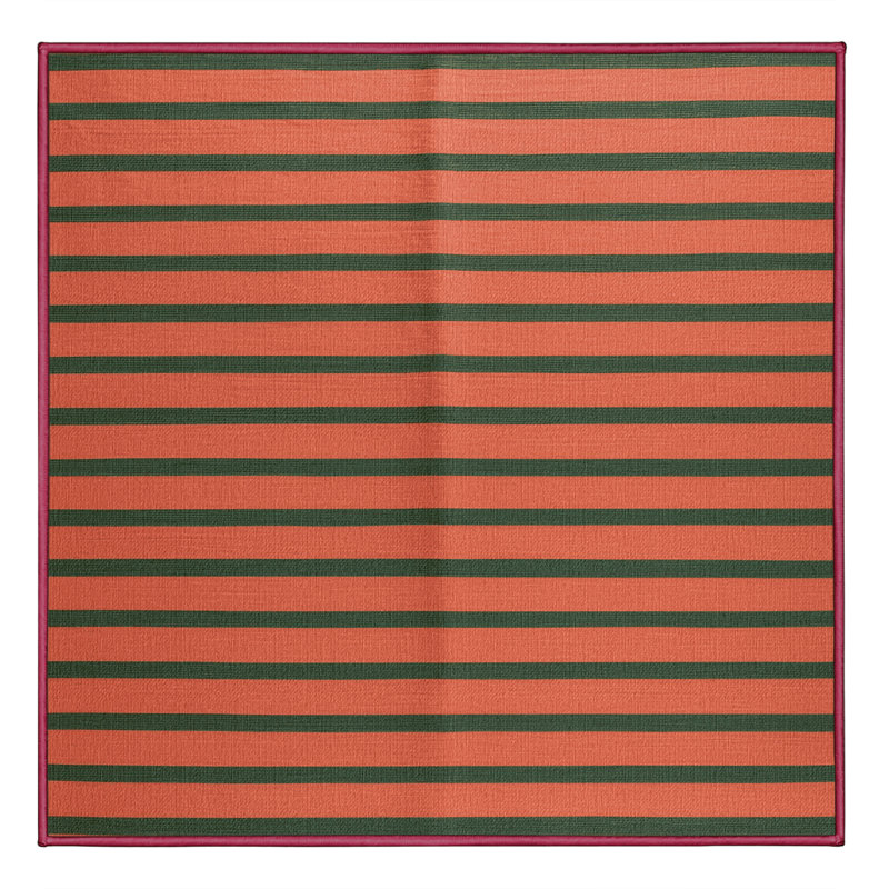 Tapis brun à rayures horizontales lavable à la machine, Carré 4 pi