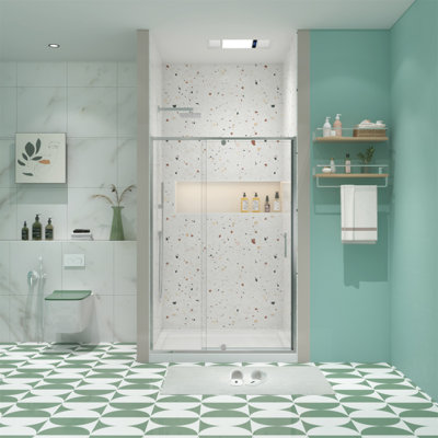 56-60" W X 71" H Piovt Swing Glass Shower Door,Pivot Frame Sliding Shower Door With 1/4"(6Mm) Clear SGCC Tempered Glass,Chrome Finish Shower Doors,Reversible Installation