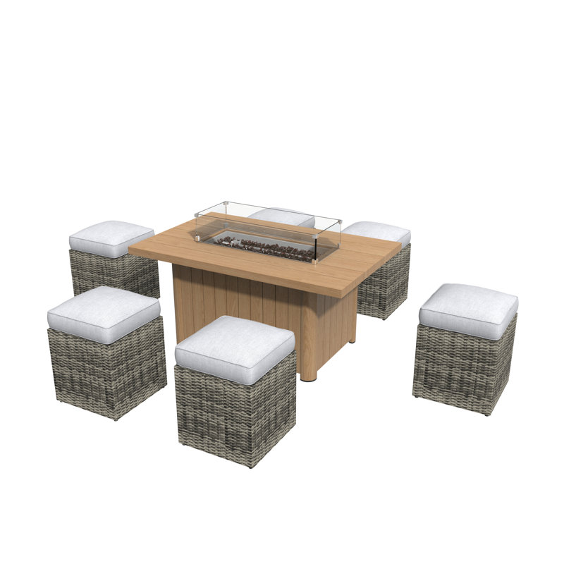 Rhonda 6 - Person Outdoor Seating Group With Cushions, Teak