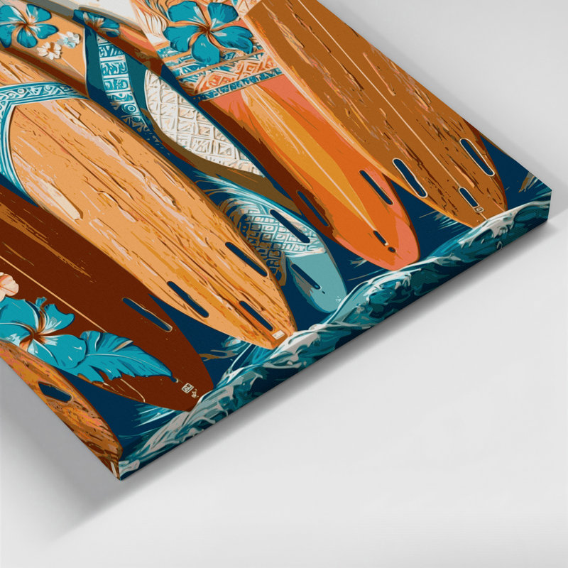Toile hawaïenne, art mural sur toile brune, H 12 po x l 12 po
