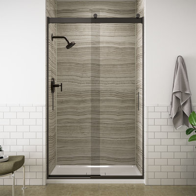 Levity Sliding Shower Door, 78" H x 44-5/8 - 47-5/8" W, With 5/16" Thick Crystal Clear Glass