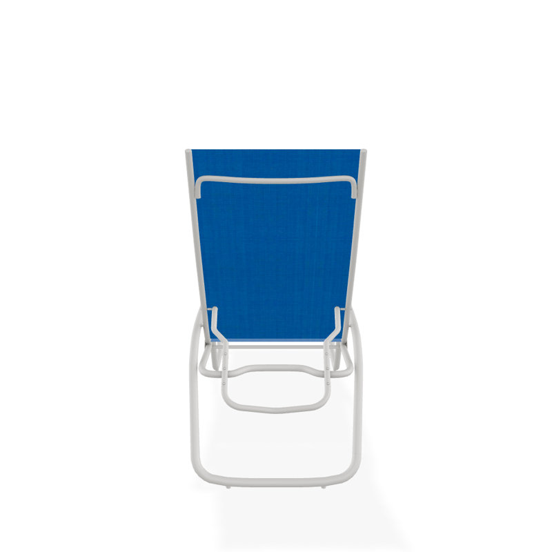 Outdoor Rust-Resistant Metal Chaise Lounge, Textured Snow, Pacific Blue 28D
