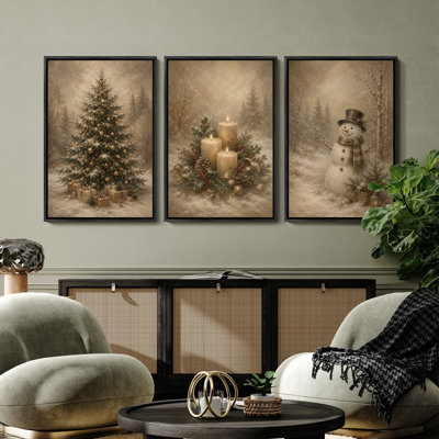Décoration murale encadrée de 3 pièces rétro vintage