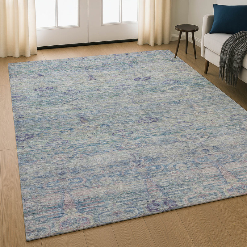 Premium Machine Washable Mayfield AMF2090 Global Rug, Plum, 5' x 7'6"