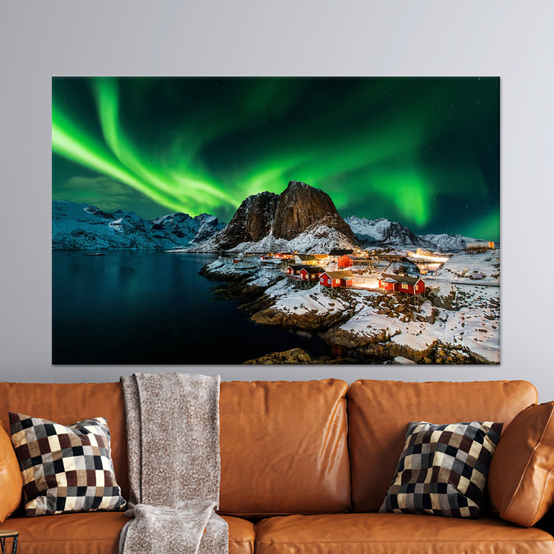 «Lofoten Northern Lights», impression sur toile: Paysage nocturne de Norvège, 1P, 19,8 po de hauteur x 27,6 po de largeur