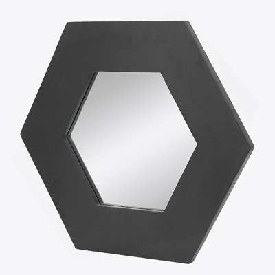 18.5" X 18.5" Hexagon Mirror With Solid Wood Frame, Wall Decor