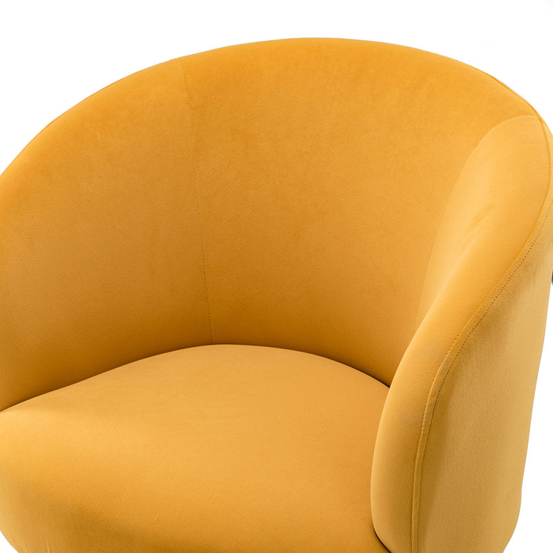 Peniel Velvet Barrel Chair, Mustard Polyester