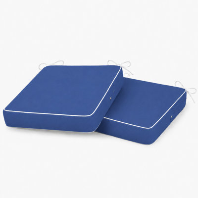 Ensemble de coussins de chaise carrés 2 pièces avec passepoil double, housses amovibles à fermeture à glissière et attaches de coin, coussins de siège en mousse de soutien pour la salle à manger, la cuisine et les chaises d'appoint, disponibles en formats 19 po x 19 po x 3 po et 20 po x 20 po x 4 po