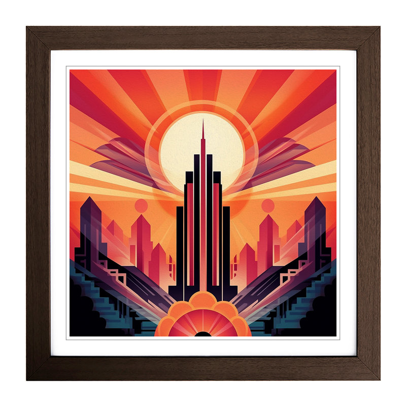 Sunrise Art Deco - Framed Print, Walnut