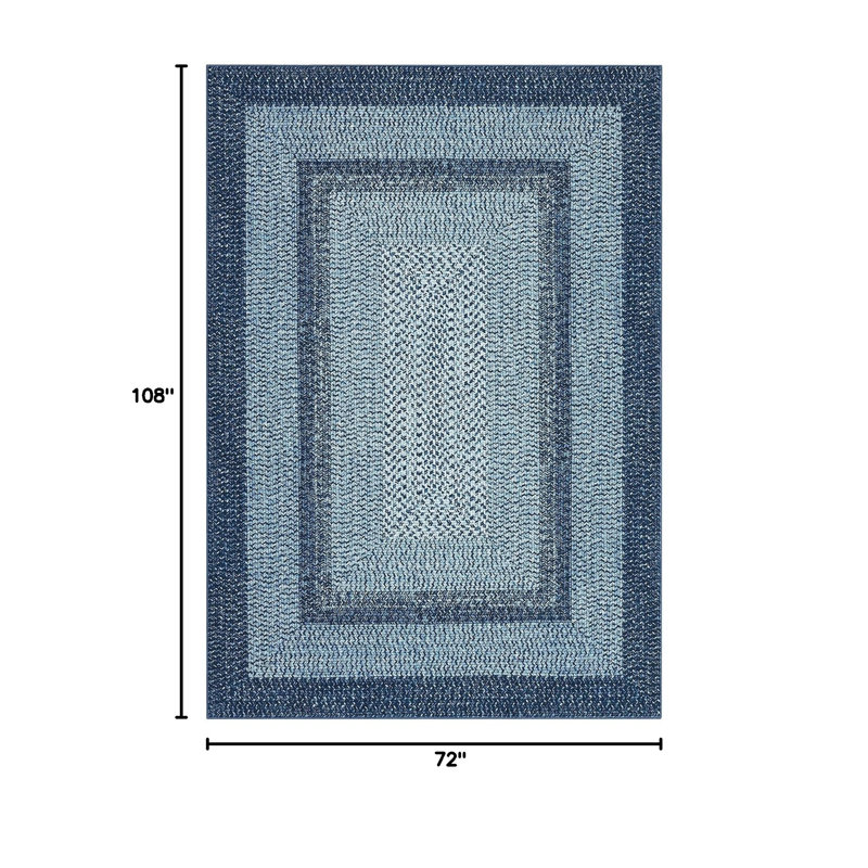 Rectangular Striped 182.88cm X 274.32cm Area Rug, Gray-Blue, 160*230cm