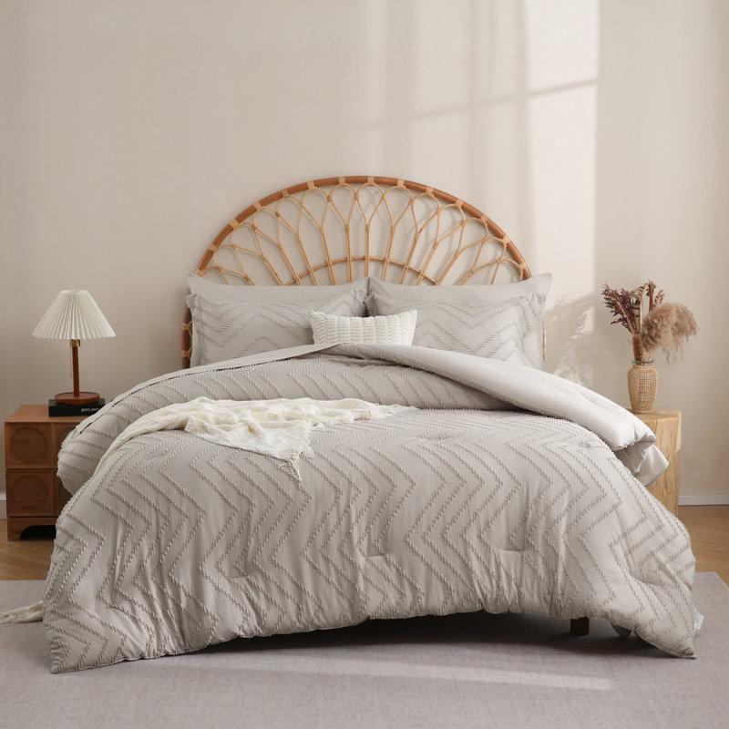 Ensemble d'édredon pour grand lit drap et feuilles Beige - Ensemble de literie 7 pièces lit dans un sac, Beige
