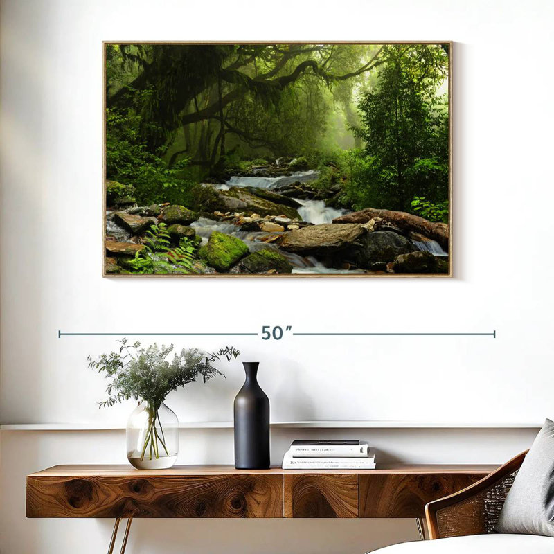 Forêt tropicale du Népal, Cadre flottant en bois naturel, 40 po x 27 po