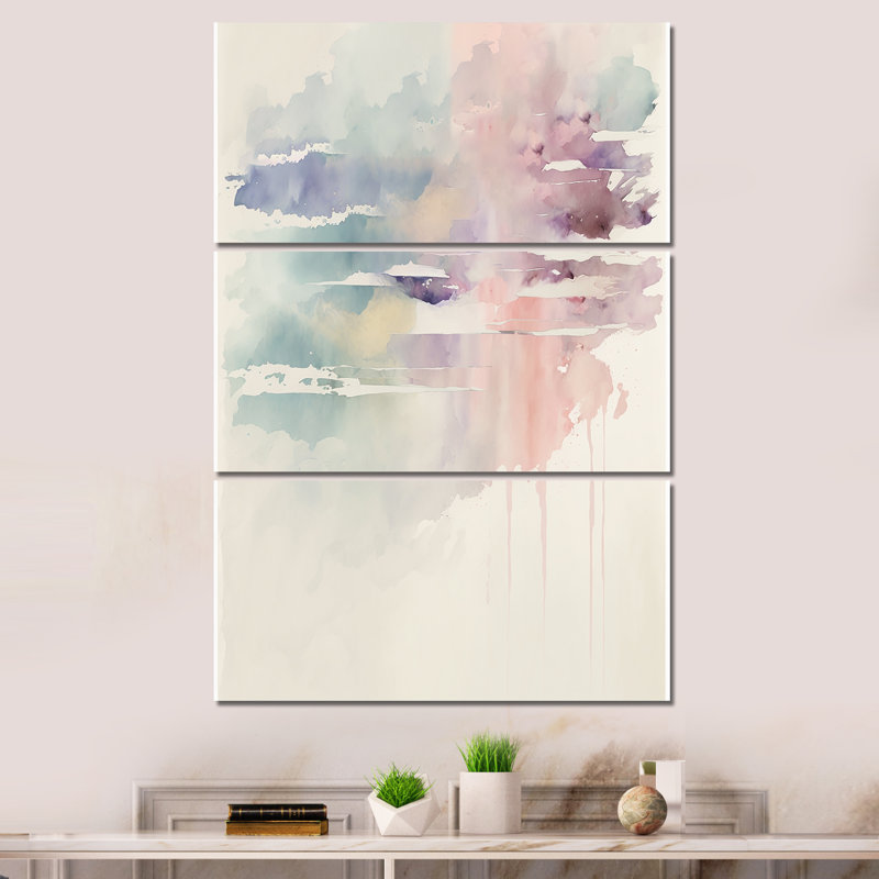 «Quietude In Mute Pastel IV», ensemble d'art mural sur toile à encre liquide abstraite, H 48 po x l 32 po x P 1 po