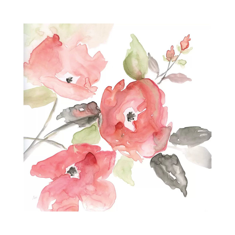 Coral Blush I - Painting on Canvas, Wrapped Canvas, 45.72 cm H x 45.72 cm W x 1.91 cm D