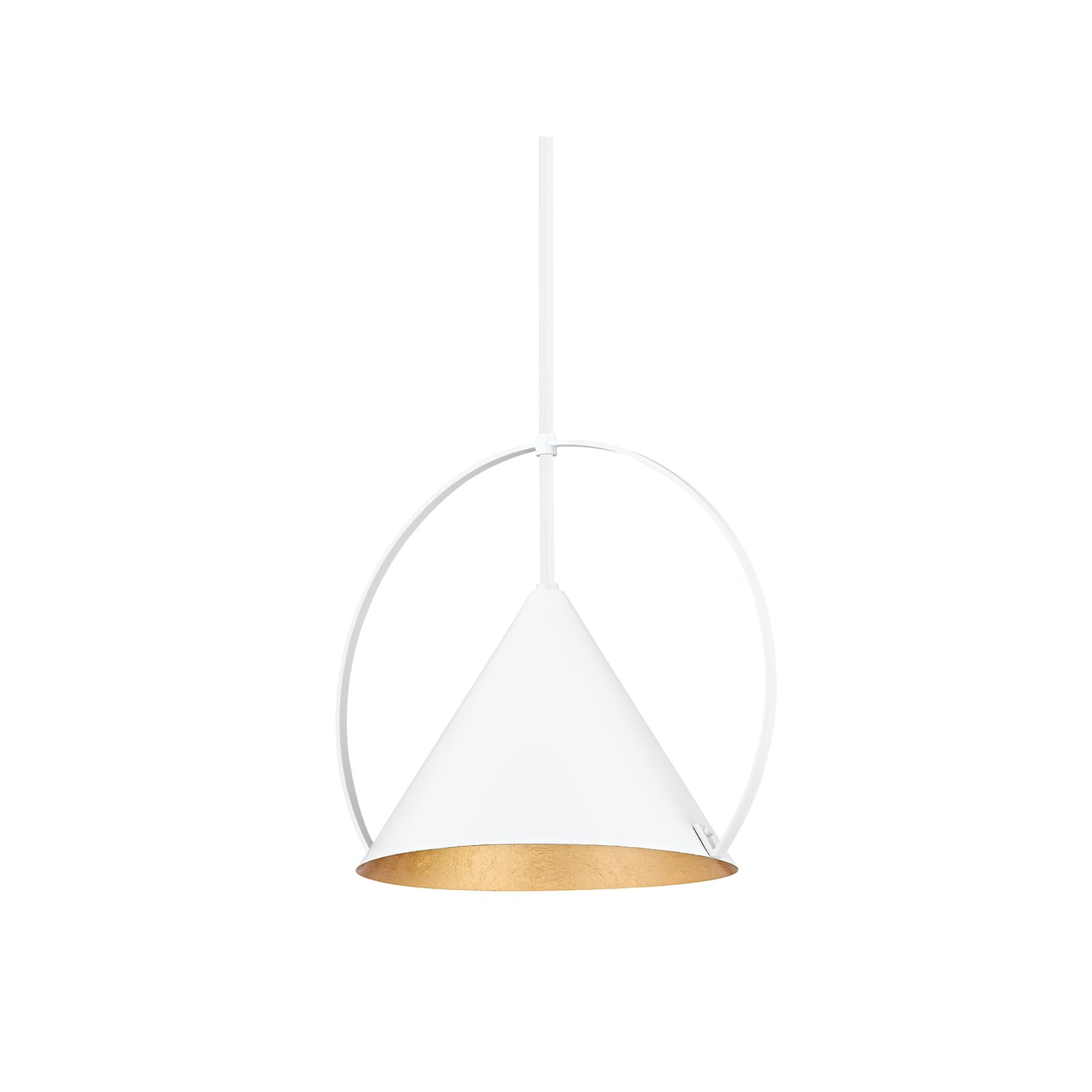 Nicholaus Single Light Metal Dimmable Pendant, 15.25" H x 18" W x 18" D, White / Gold