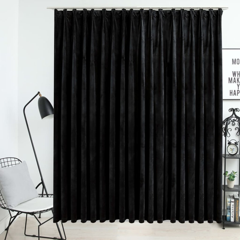 Kattie Blackout Curtain Single Panel, Black