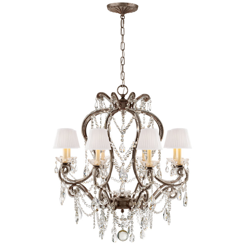 Lustre 8 lumières Adrianna, Feuille d’argent antique