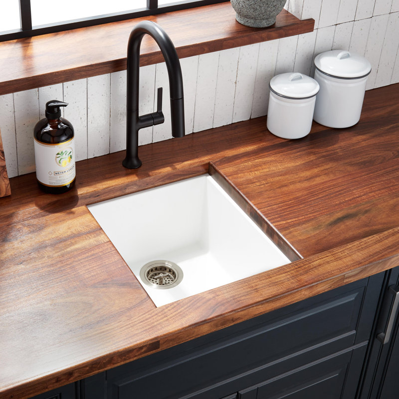Holcomb 16" L Undermount Kitchen Sink, Cloud White