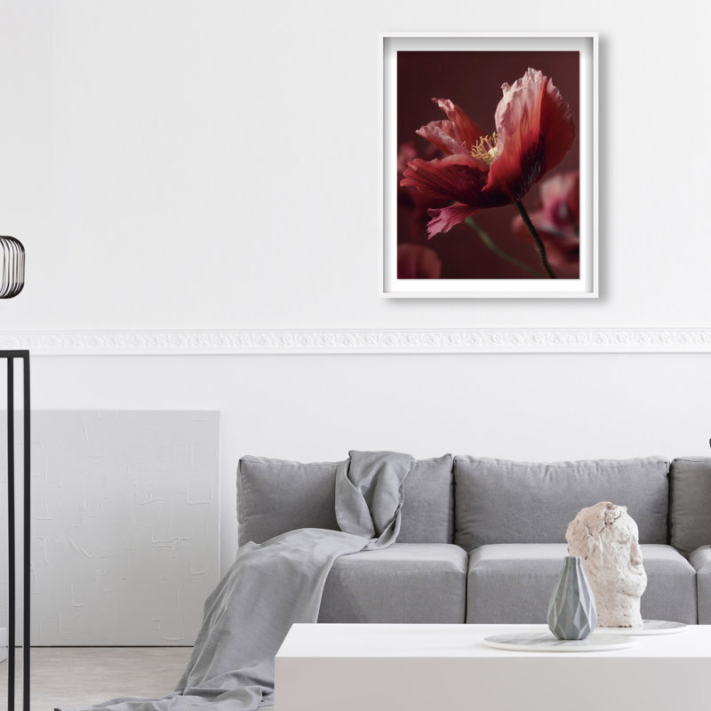 Merlot Blush Blossom II Framed Graphic Art, 25.5"H x 21.5"W, White Shadowbox