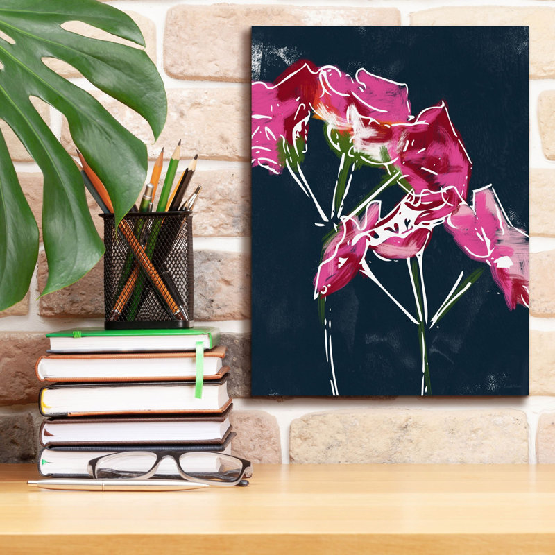 «Geraniums» par Linda Woods, art mural sur toile, H 16 po x l 12 po x P 0,75 po