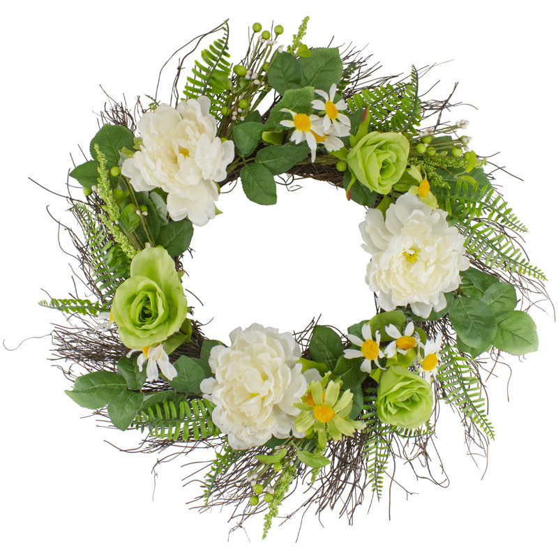 Couronne de printemps artificielle mixte 22 pouces