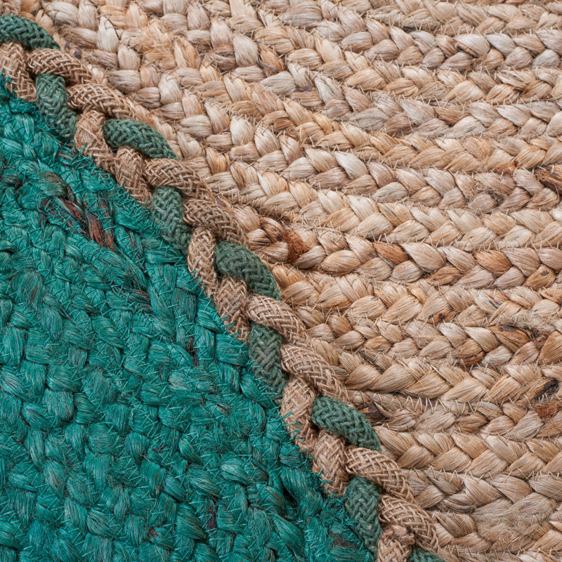 Tapis en jute / coton tissé à la main Trexler, Ovale 4 pi x 6 pi
