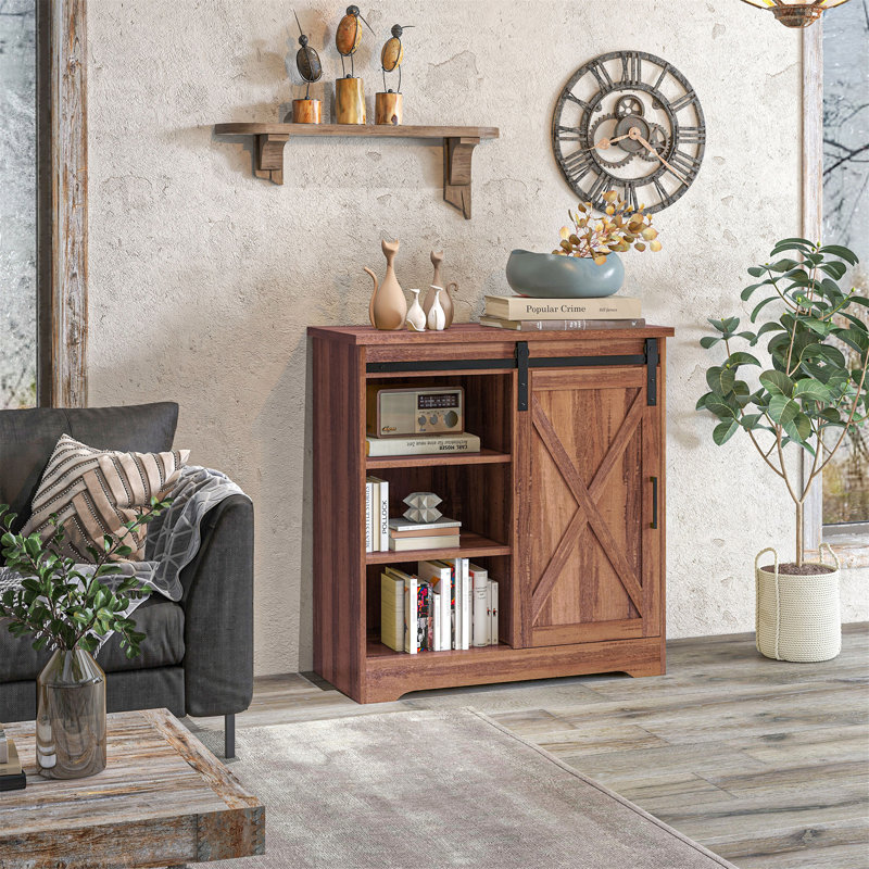 Charming Rustic Buffet Cabinet with Versatile Storage Options, Brown