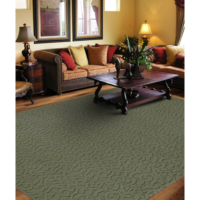 Edith Floral Machine Made Tufted Polypropylene Area Rug in Green, Rectangle 6' x 9'