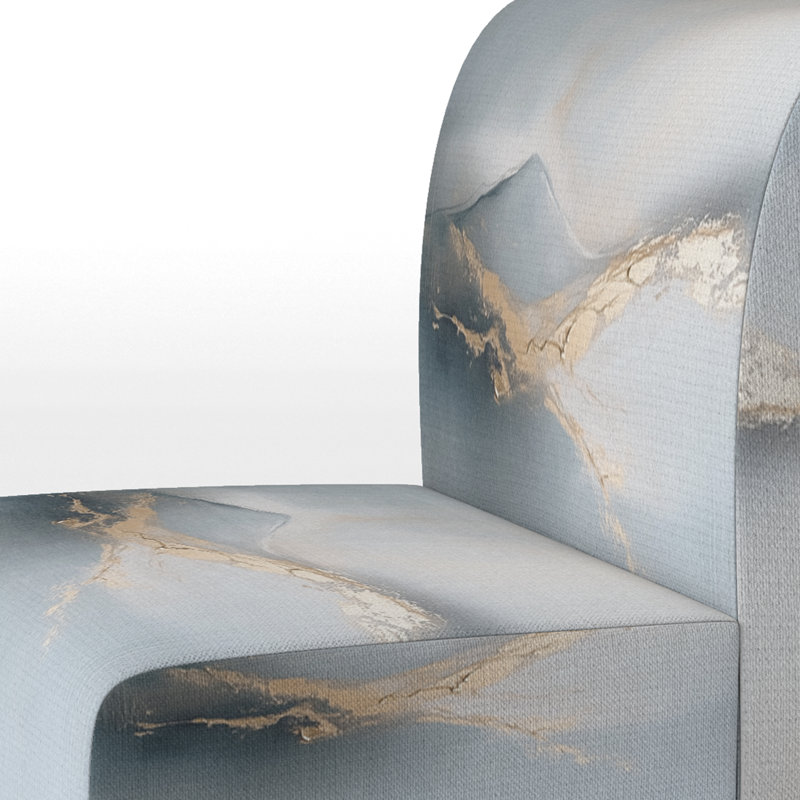 Fauteuil de chambre abstrait et moderne tapissier transitionnel - Watercolor Mountains I, Pantoufle sans accoudoirs