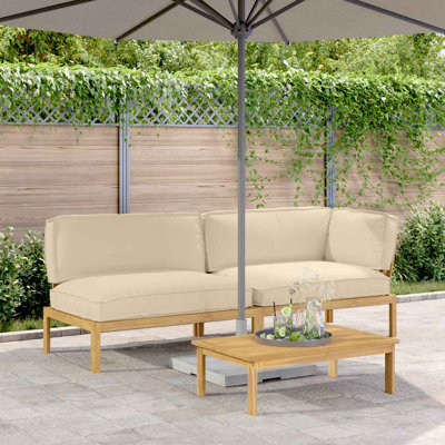  Ensemble de canapé avec coussin 3 pièces en bois d'acacia massif beige