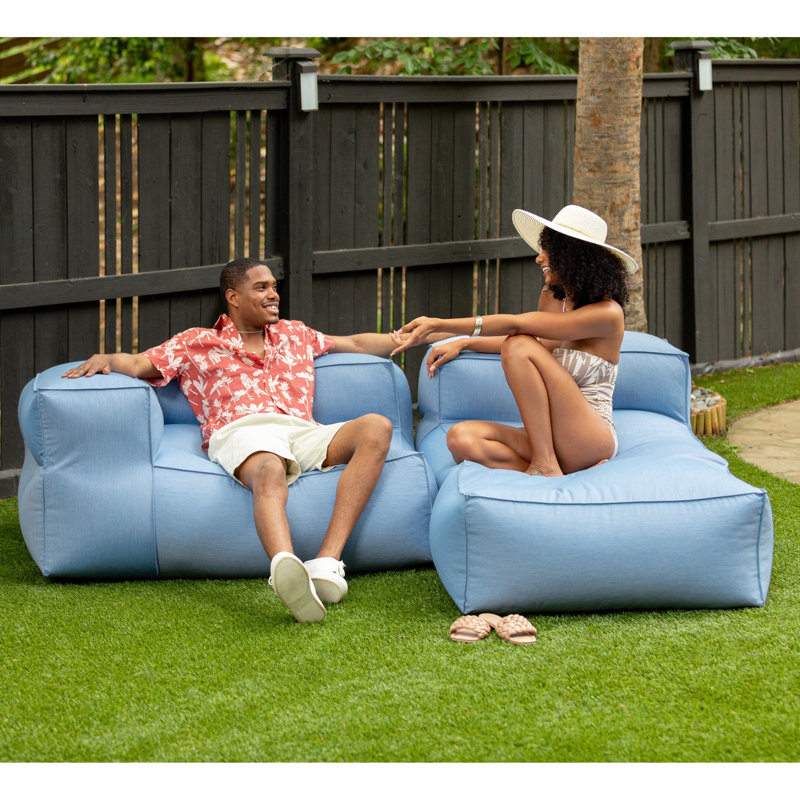 Mariabelen Outdoor Chaise Lounge, Ocean Blue