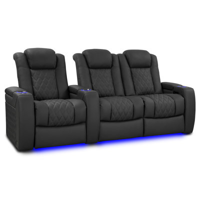 Upholstered Home Theater Seating with Cup Holder
