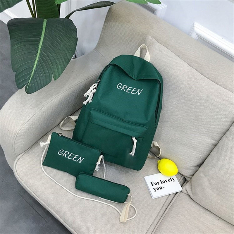 Ensemble de 3 sacs en toile à grande capacité 3 pièces Fashion Style, Green