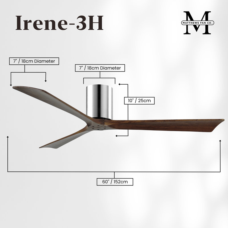 Irene Ceiling Fan, 60", Walnut Tone, Polished Chrome